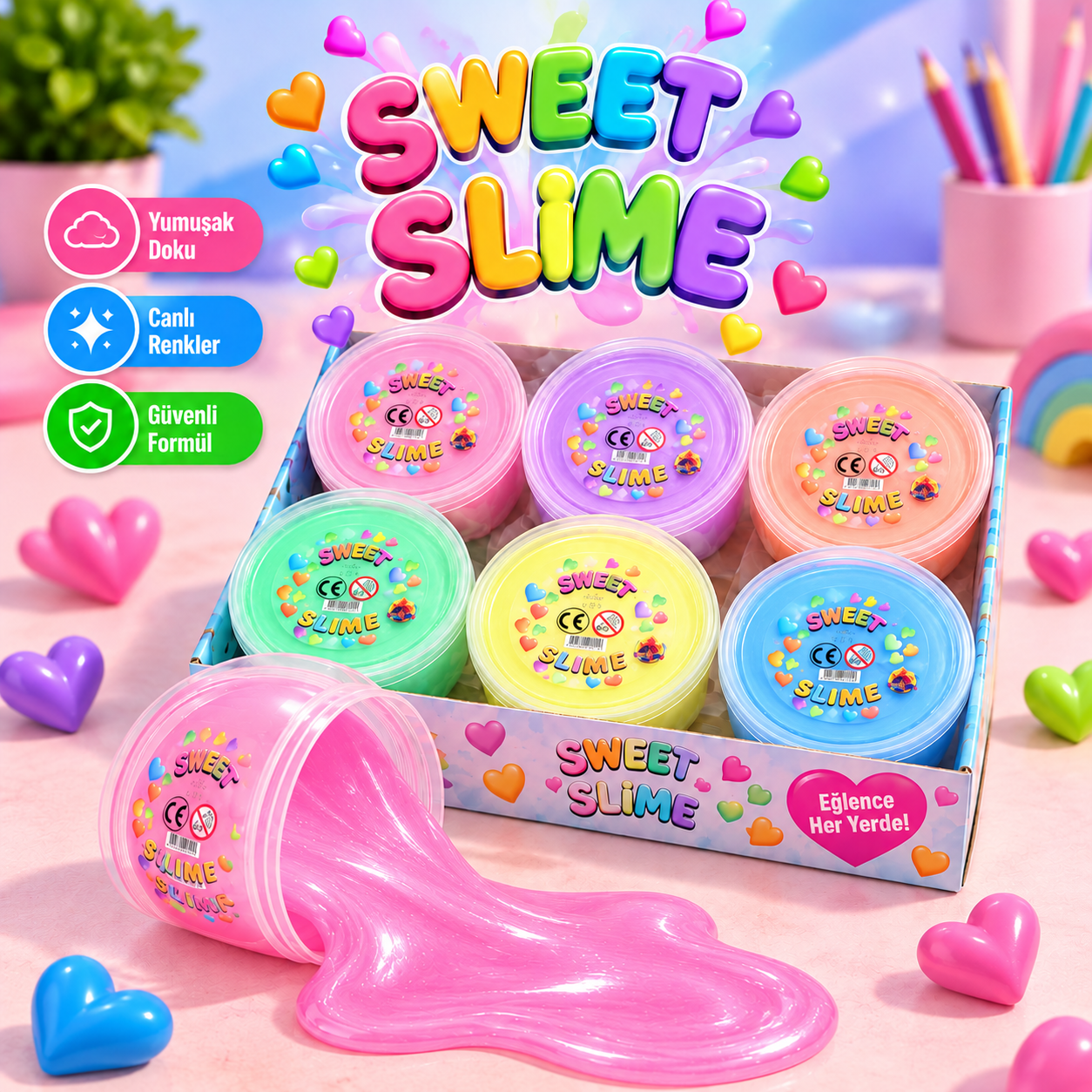 Love Slime - 125g - Pofuduk Slime Hamuru Pastel - 1 Adet
