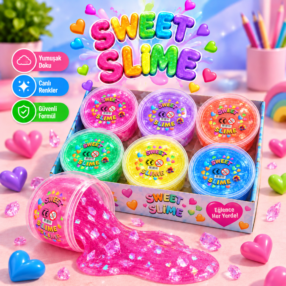 Love Slime - 125g - Pofuduk Slime Hamuru Kristal - 1 Adet