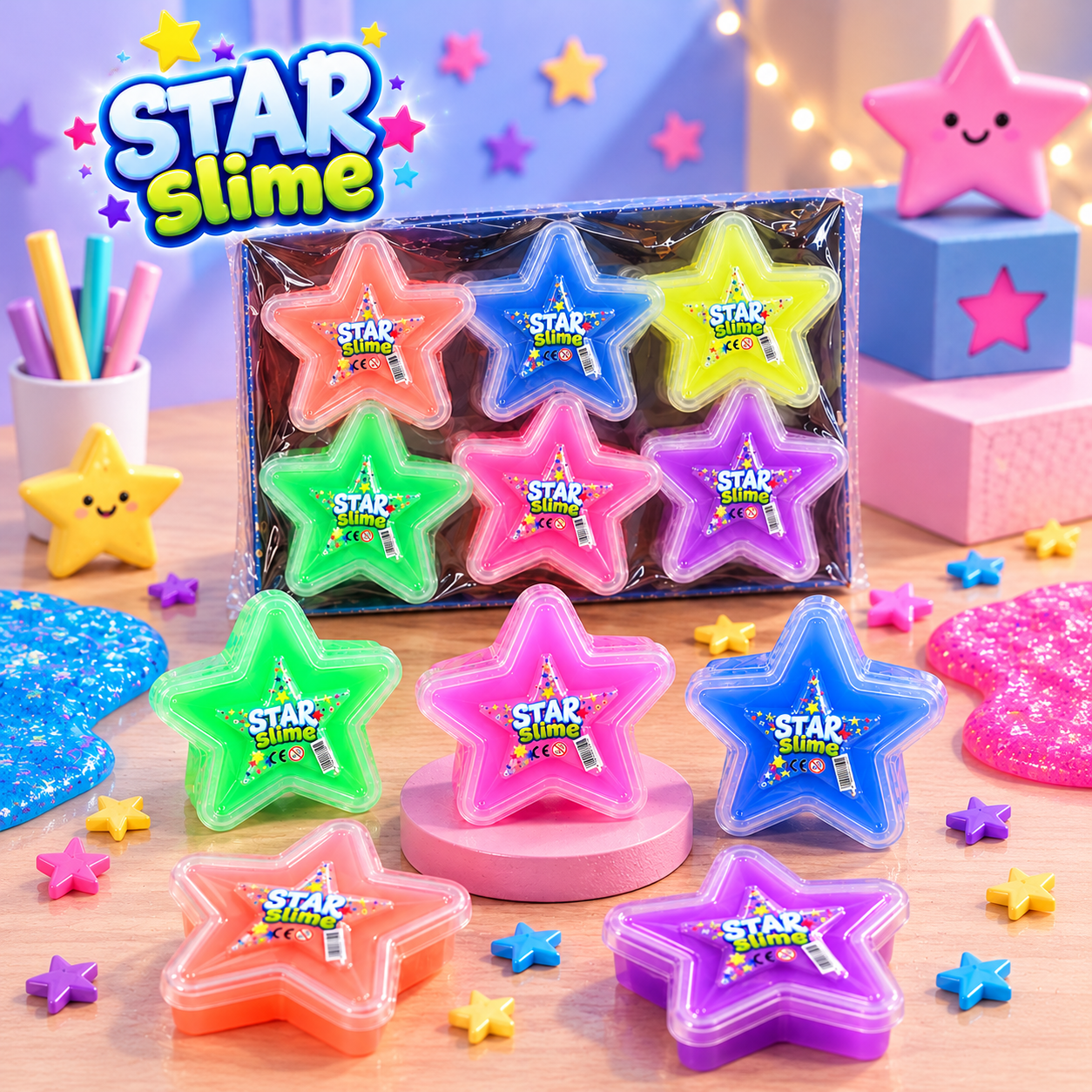 Star Slime - 100g - Pofuduk Slime Hamuru Florasan - 12'li (Tava)